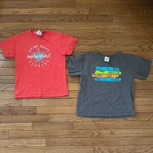 ☀️AMELIA ISLAND FLORIDA kids tee shirts bundle size medium youth red gray turtle